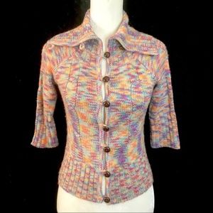 Takeout multi rainbow wool cable knit cardigan